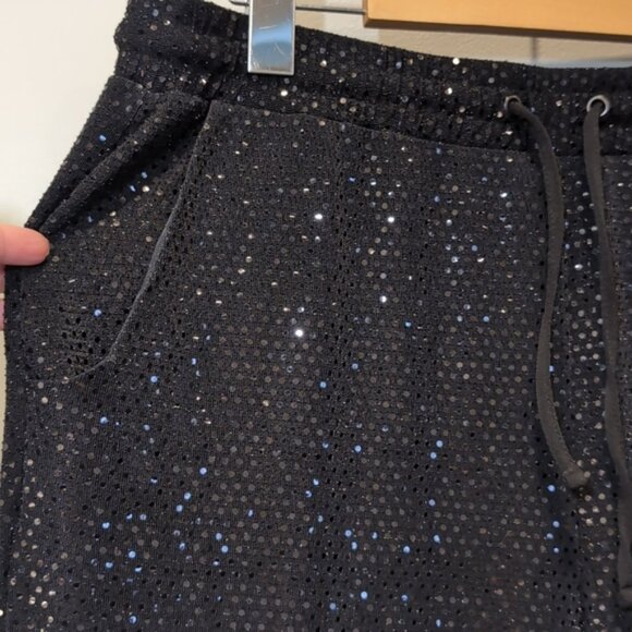 ONE By Chapter One Sequin Jogger Pants Pull On Stretch Glitter Party Lounge Glam - Picture 3 of 10